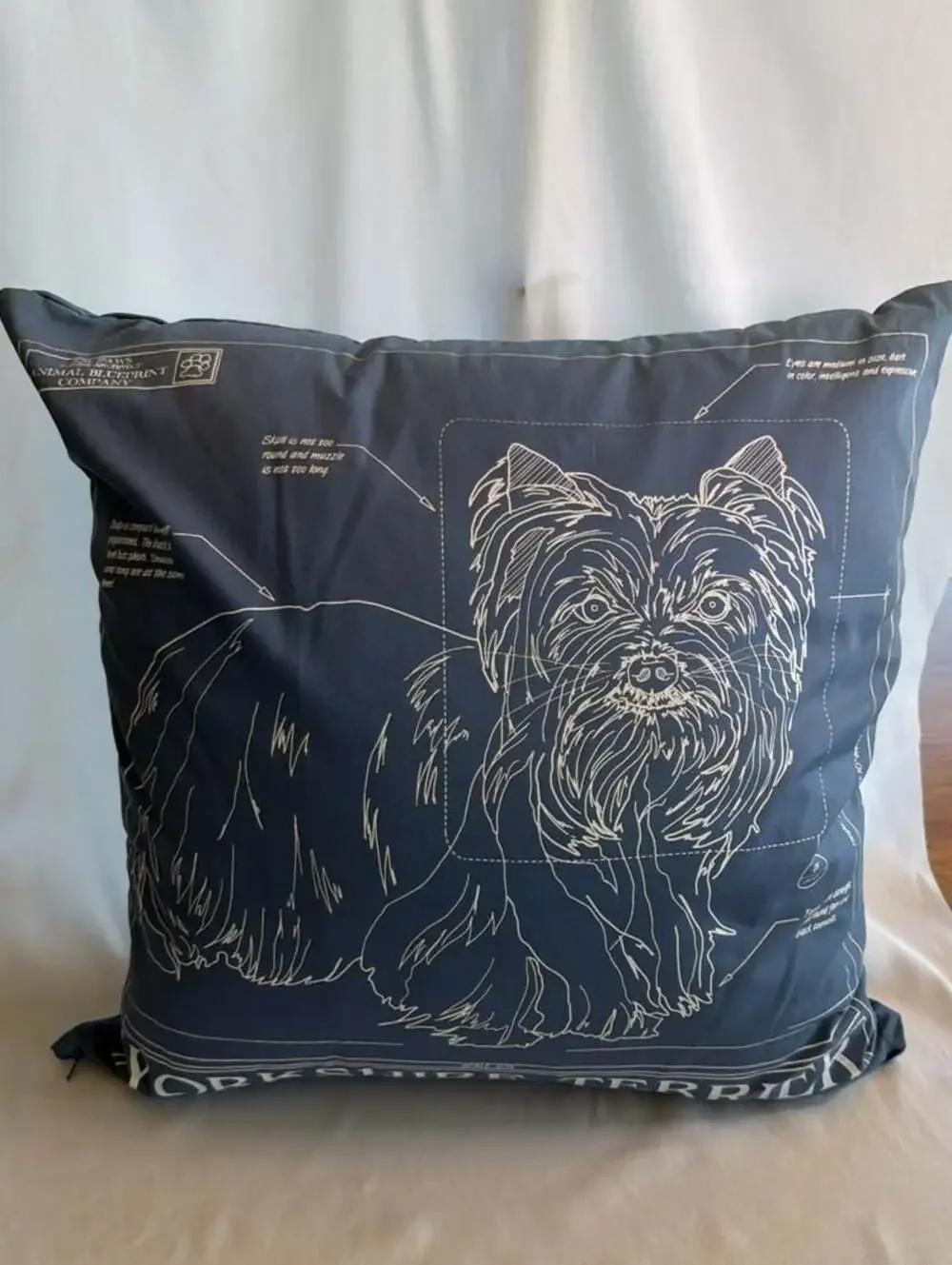Animal Blueprint Company Yorkshire Terrier Yorkie Embroidered 100% Linen Throw P